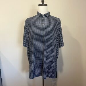 NWT RLX Ralph Lauren Classic Fit Performance Polo Shirt Golfing Print Navy XXL